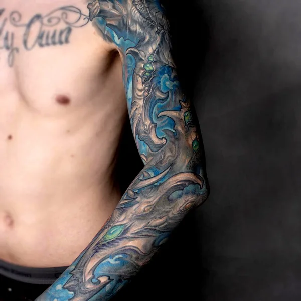 Illustrative tattoo by Kirill Putiatin in Saint Petersburg