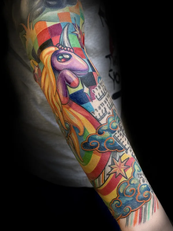 color illustrative tattoo on full sleeve #97066 | Tattoo Artist Kirill Putiatin 