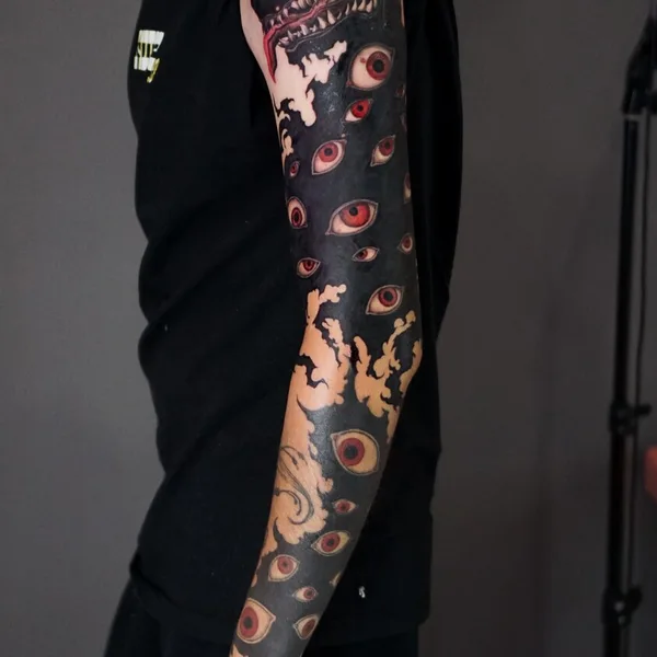 Geometric tattoo by Ivan Tahine  in Tbilisi