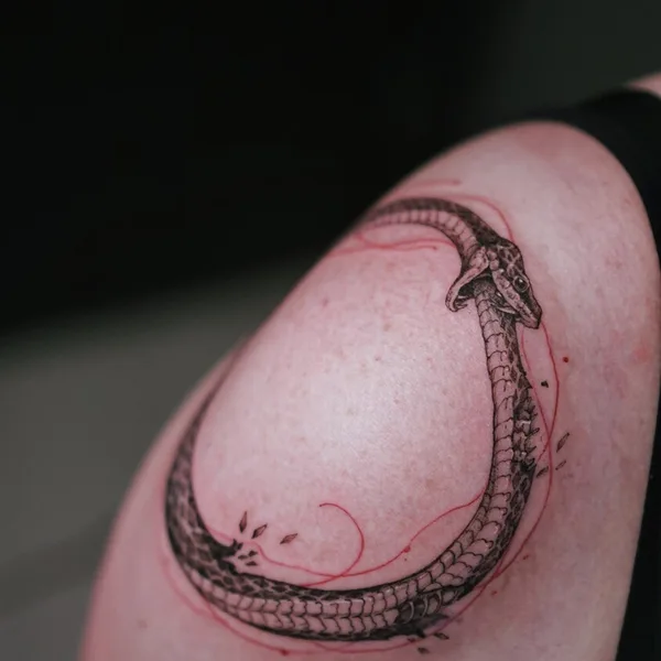 Geometric tattoo by Ivan Tahine  in Tbilisi