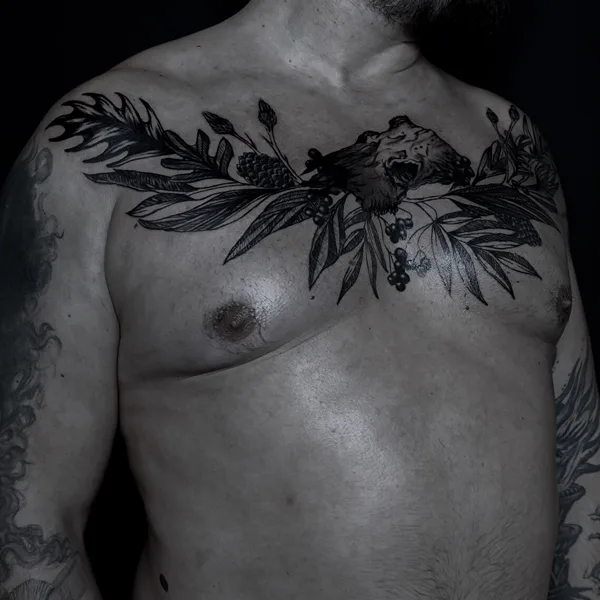 Graphic tattoo by Polina Inquizitsiya in Moscow