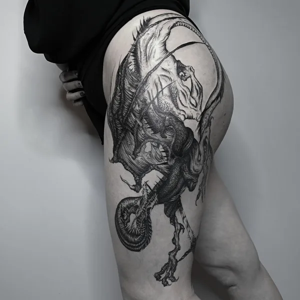 Graphic tattoo by Polina Inquizitsiya in Moscow