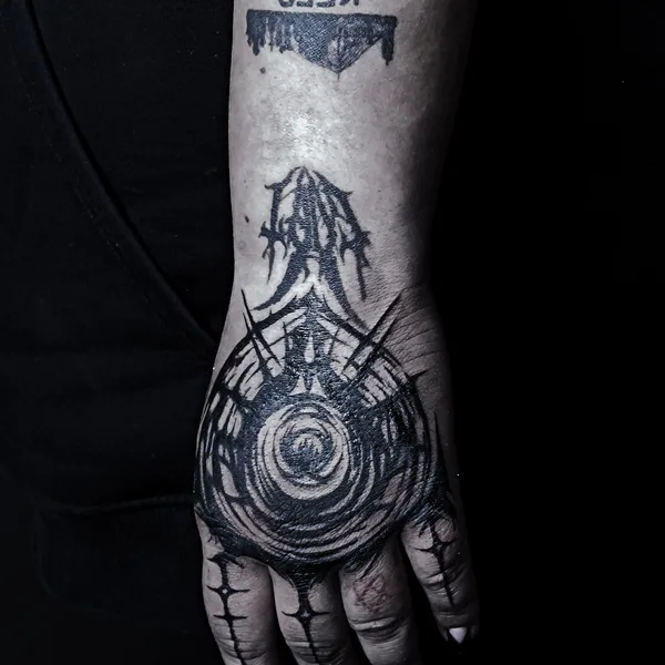 Graphic tattoo by Polina Inquizitsiya in Moscow