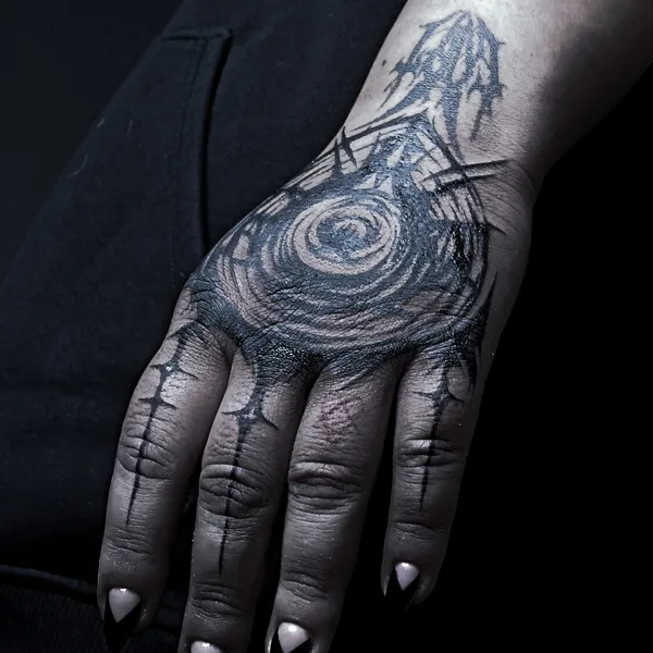 Graphic tattoo by Polina Inquizitsiya in Moscow