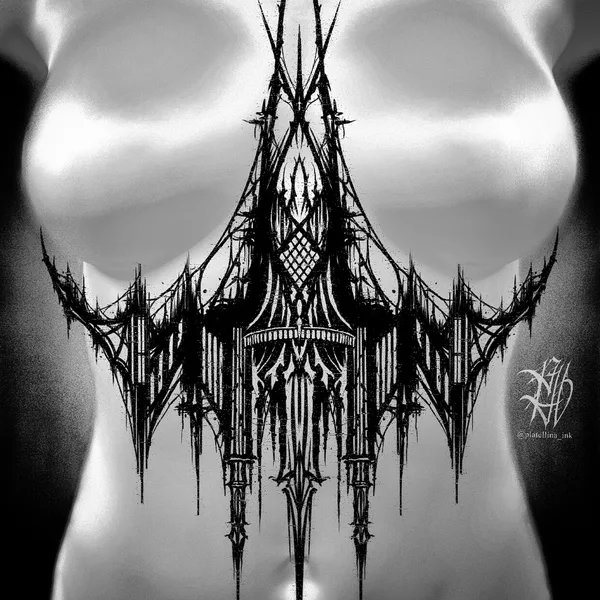 Graphic tattoo by Ellina Plat in Tbilisi