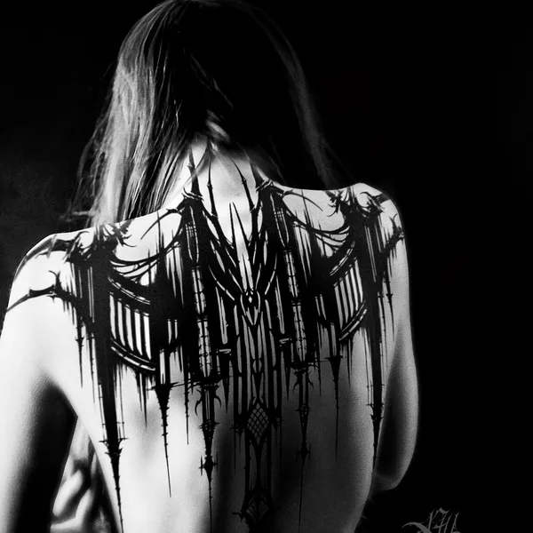 Graphic tattoo by Ellina Plat in Tbilisi