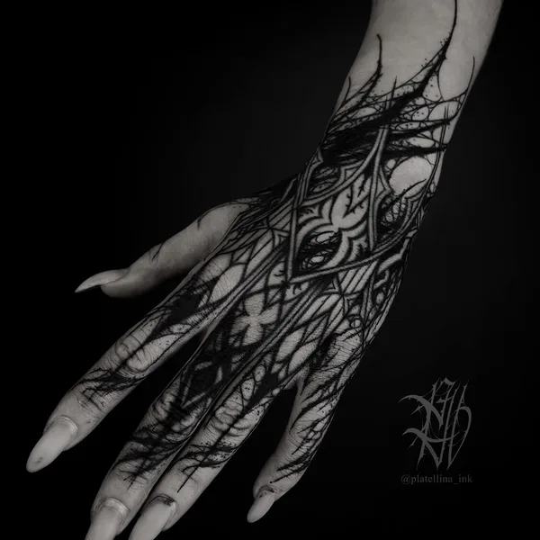 Graphic tattoo by Ellina Plat in Tbilisi