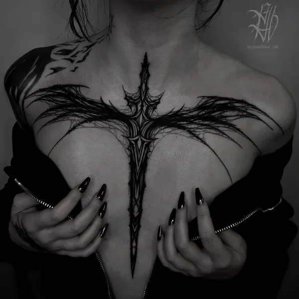 Graphic tattoo by Ellina Plat in Tbilisi