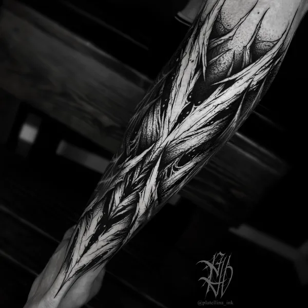Graphic tattoo by Ellina Plat in Tbilisi