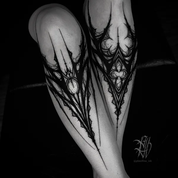 Graphic tattoo by Ellina Plat in Tbilisi