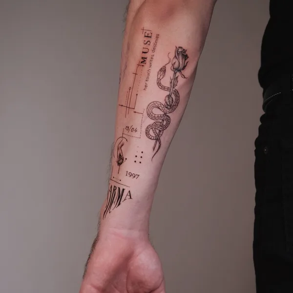 Лайнворк tattoo by Ирина Шмаринова in Москва