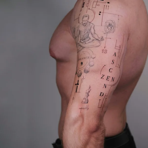 Лайнворк tattoo by Ирина Шмаринова in Москва
