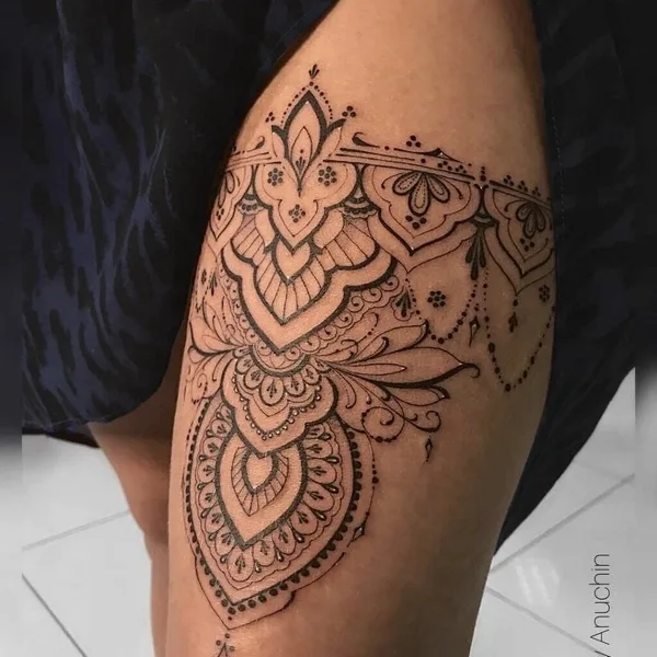 Graphic tattoo by Sergey Anuchin in Moscow
