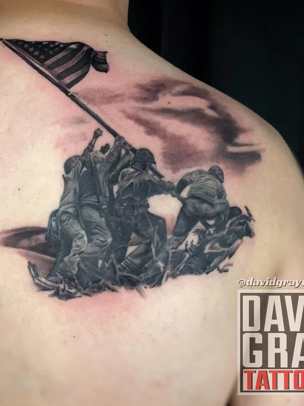 male blackandgrey realism татуировка на lowerback #102051 | Тату мастер Trainwreck Tattoo Studio/ David Gray Tattoos