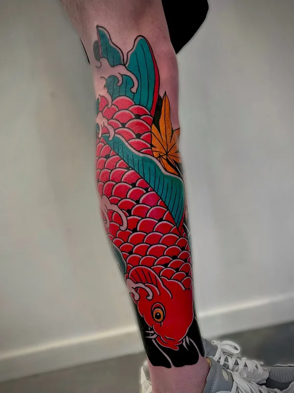 male color japanese Tatuaggio su shin #96502 | Tatuatore Михаил Роллов
