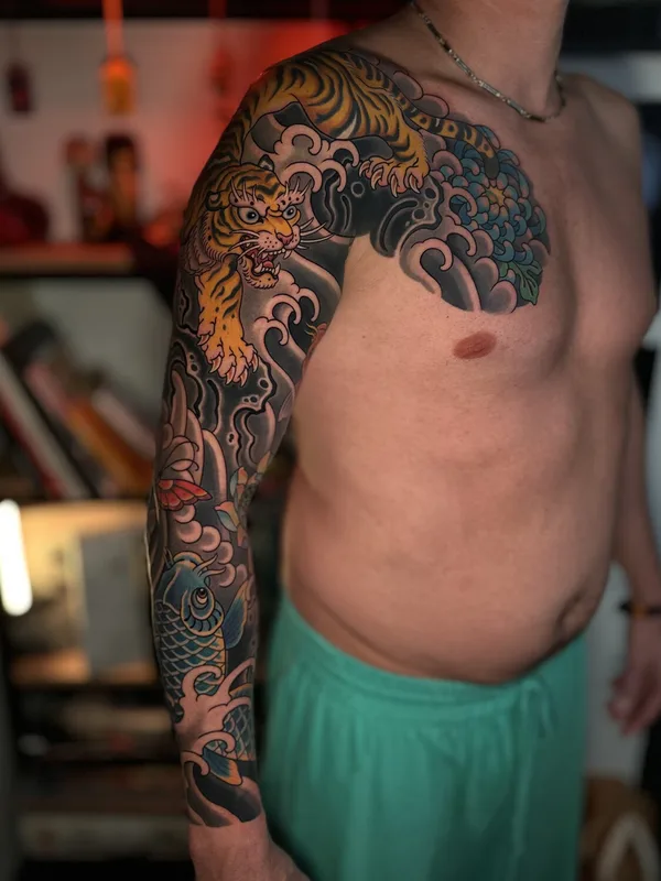 male color oriental tatouage #103053 | Artiste tatoueur Алексей Бурундуков