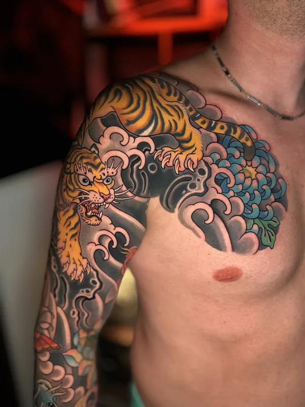 male color neojapanese tatouage #103054 | Artiste tatoueur Алексей Бурундуков