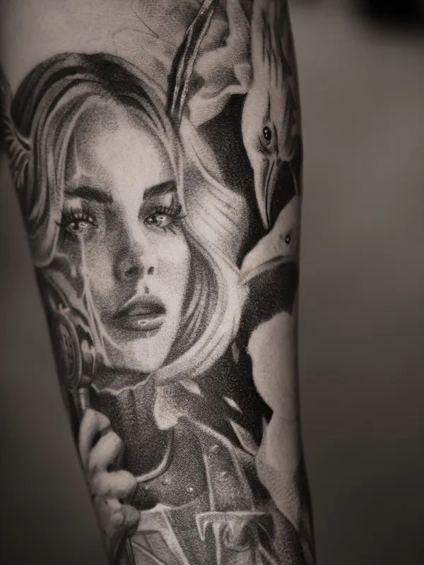 female black and grey realism 타투 부위 forearm #96761 | 타투이스트 Александр Максимов
