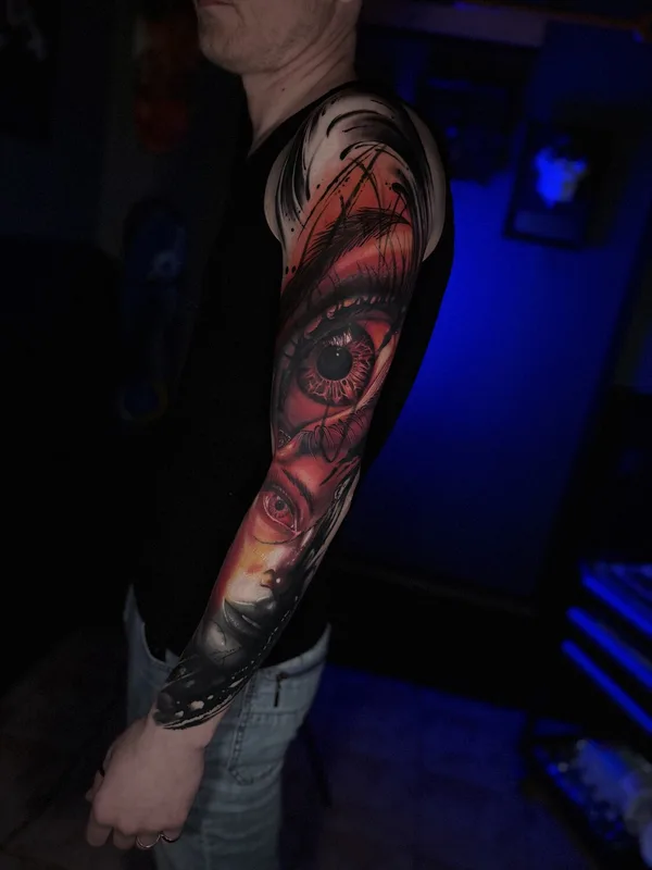 male color realism tattoo auf full sleeve #93708 | Tätowierer Maxim Tyatin