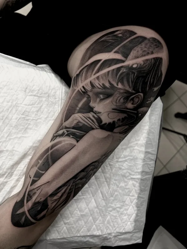 black and grey black and grey татуировка на full sleeve #96749 | Тату мастер Паша Игнатьев 