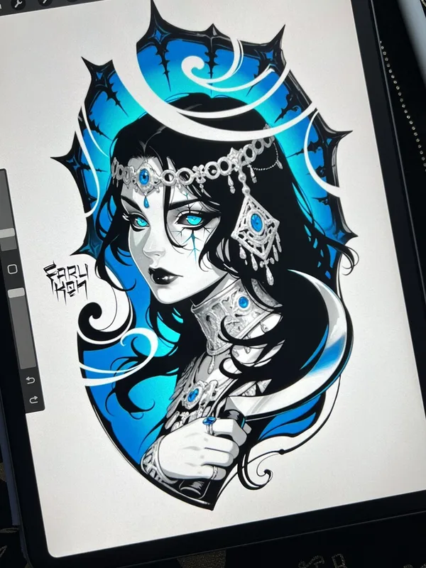 female color illustrative Tatuaggio su unknown #97633 | Tatuatore Елена Farukon