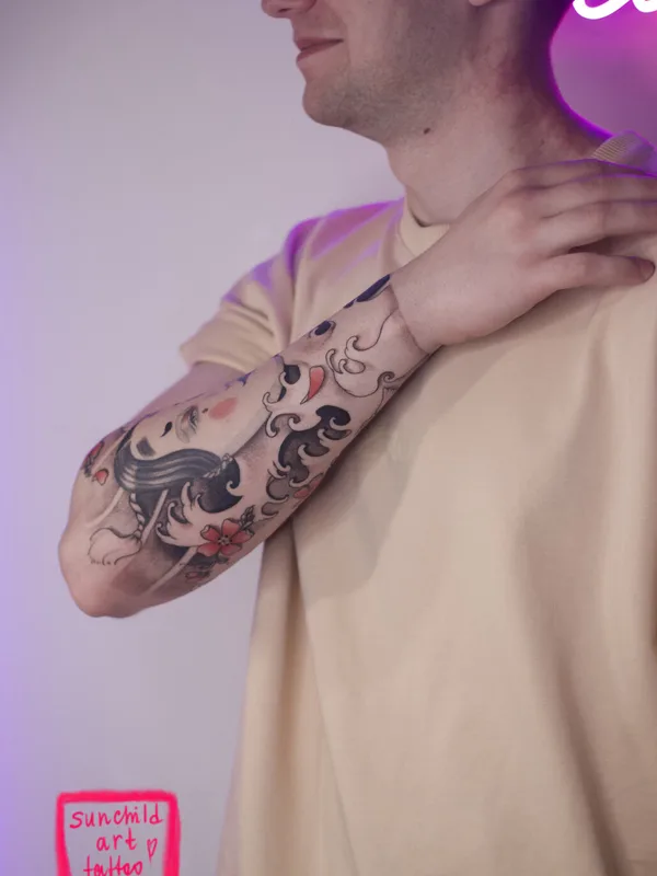 male color japanese татуировка на forearm #99057 | Тату мастер Мария Гурьянова (Sunchild Art)
