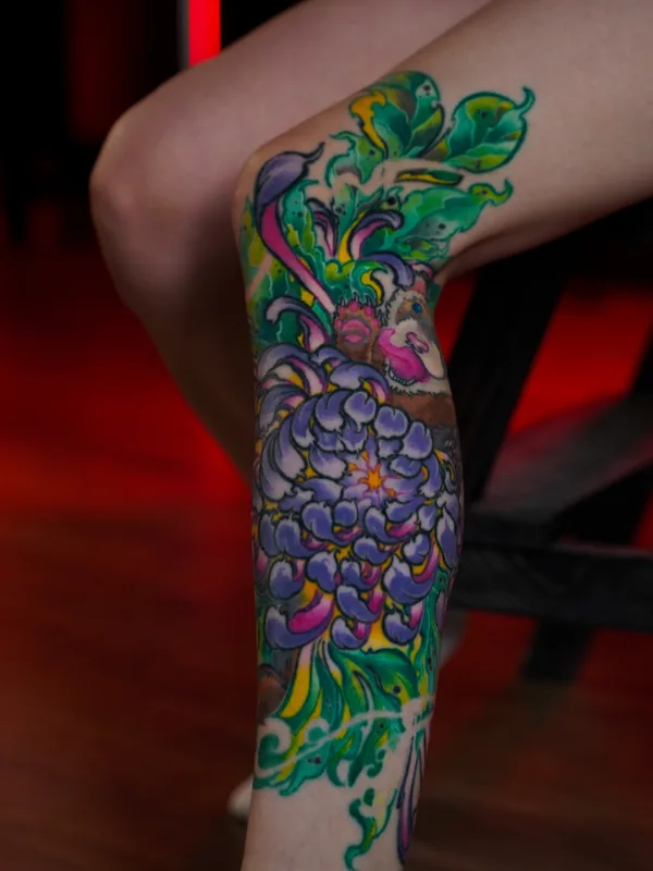color japanese татуировка на shin #98128 | Тату мастер Евгений Егоркин / Dakota.tattoo