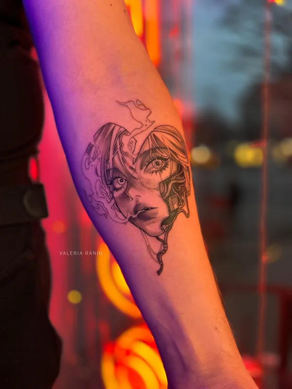 male blackandgrey anime Tatuagem em forearm #99472 | Tatuador Валерия Ранио