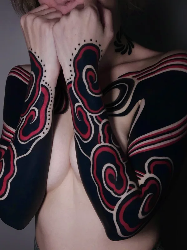 female black ornamental 타투 부위 sleeve #101196 | 타투이스트 Pavel Zubkov