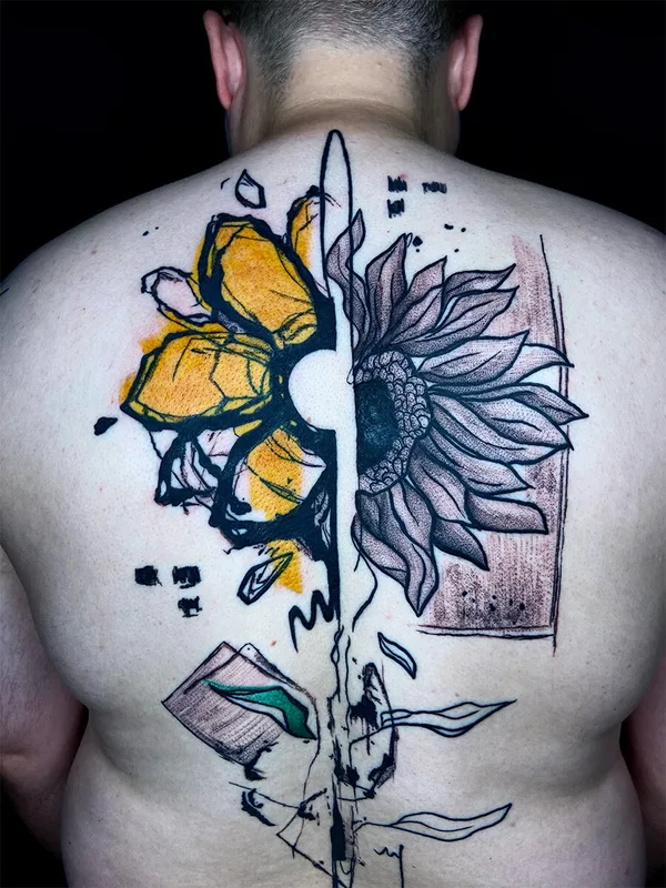 color abstract tattoo on back #104666 | Tattoo Artist Night Owl Tattoo