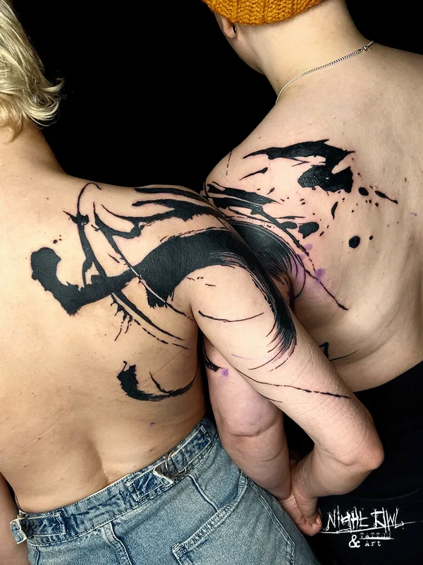 black abstract tattoo on shoulder #104671 | Tattoo Artist Night Owl Tattoo