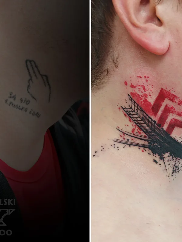male color trashpolka Tatuaggio su neck #96263 | Tatuatore Владимир Ковалевский