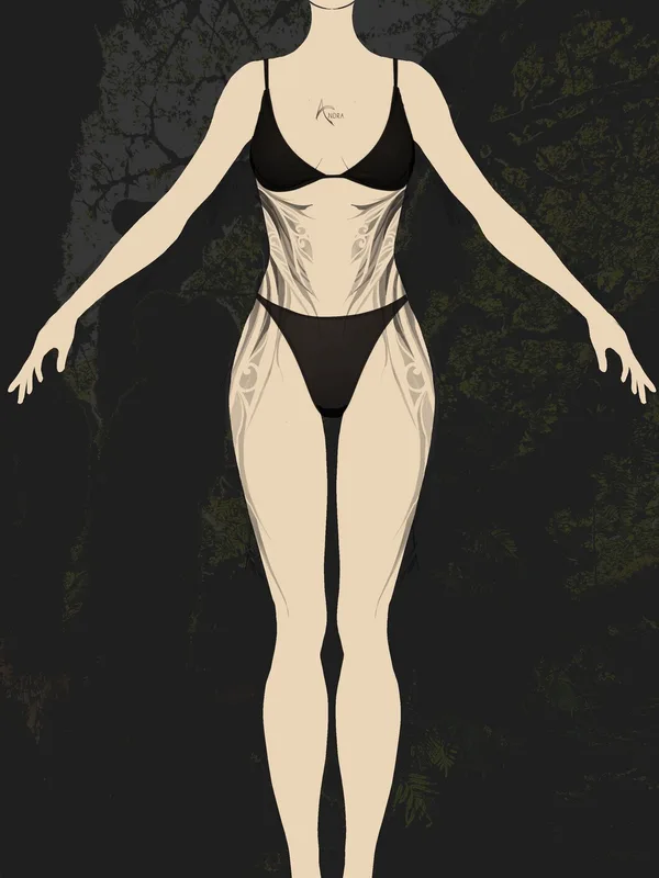 female black and grey ornamental 타투 부위 full body #94182 | 타투이스트 Androrose