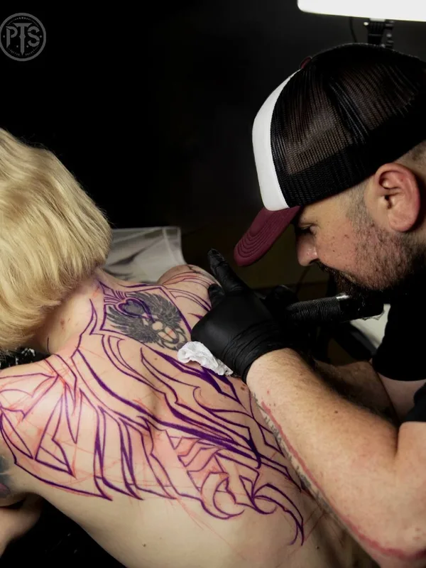 female blackandgrey freehand Tatuagem em back #96829 | Tatuador Tigran | Re1st.Ink