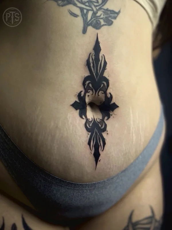 female black ornamental Tatuagem em stomach #100698 | Tatuador Tigran | Re1st.Ink