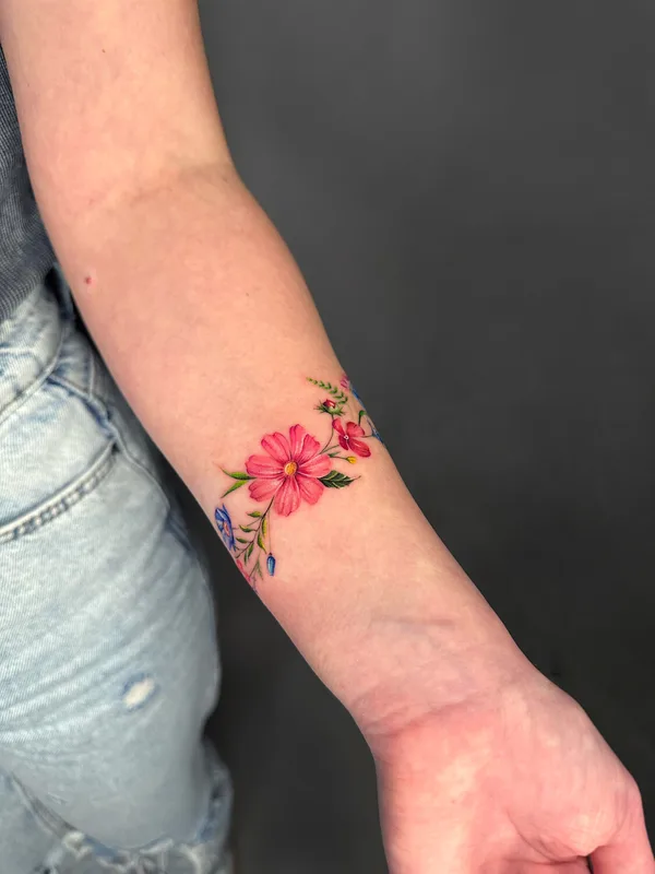 female color watercolor tattoo on wrist #98059 | Tattoo Artist Виктория Маслова