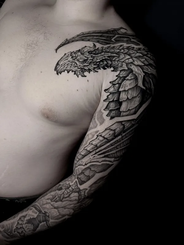 male color graphic Tatuagem em sleeve #104219 | Tatuador Александр Шкуратов