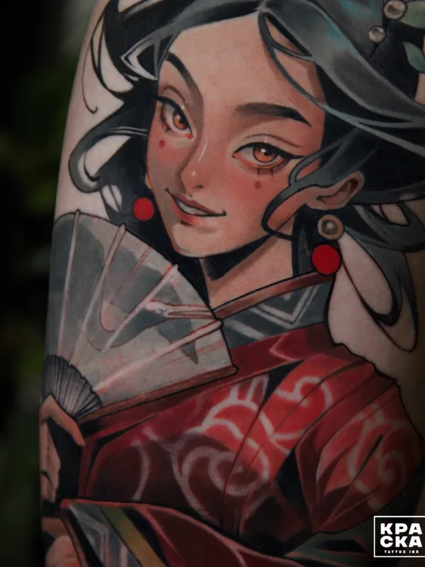 female color anime tattoo auf forearm #93217 | Tätowierer Анна Рубиросса