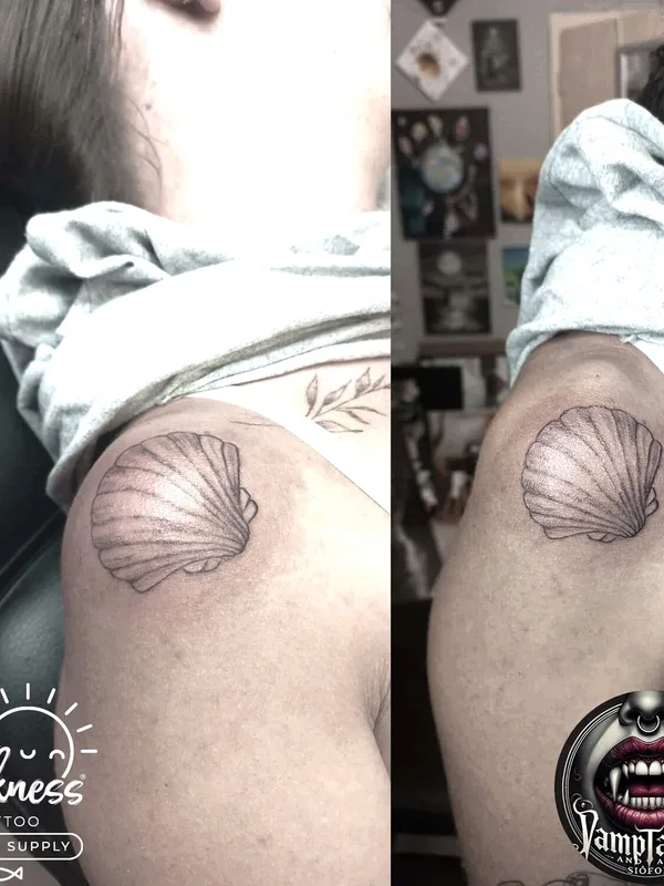 female black linework tatuaje en shoulder #96249 | Tatuador Klaudia Zelenay