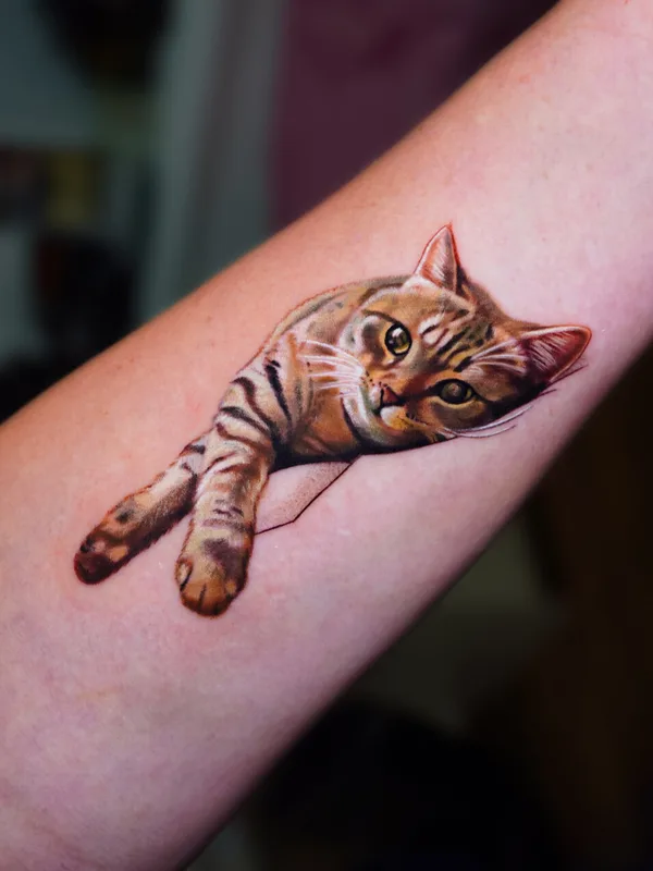 female color microrealism tattoo auf forearm #99910 | Tätowierer Анастасия Юсупова CAT_KABUKI