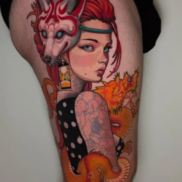 Neo Traditional tattoo by Cristopher Mendez in Valencia