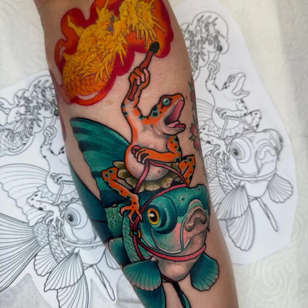 Neo Traditional tattoo by Cristopher Mendez in Valencia