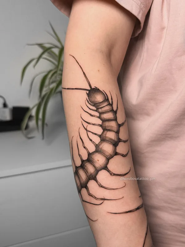 female black graphic tattoo on arm #103803 | Tattoo Artist Елена Коробова