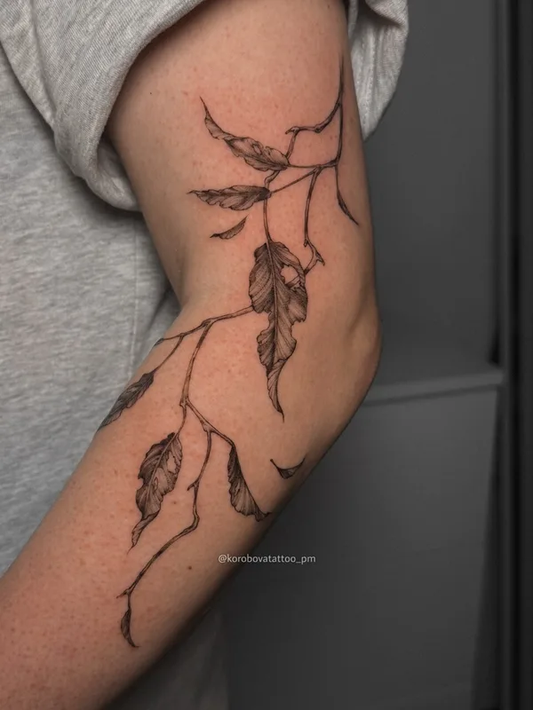 female black botaniс tattoo on arm #103804 | Tattoo Artist Елена Коробова