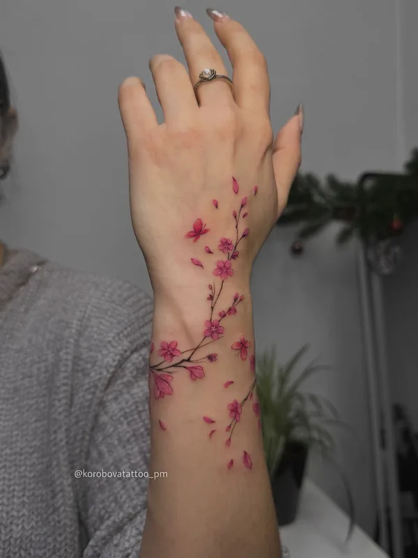 female color botaniс tattoo on arm #103806 | Tattoo Artist Елена Коробова