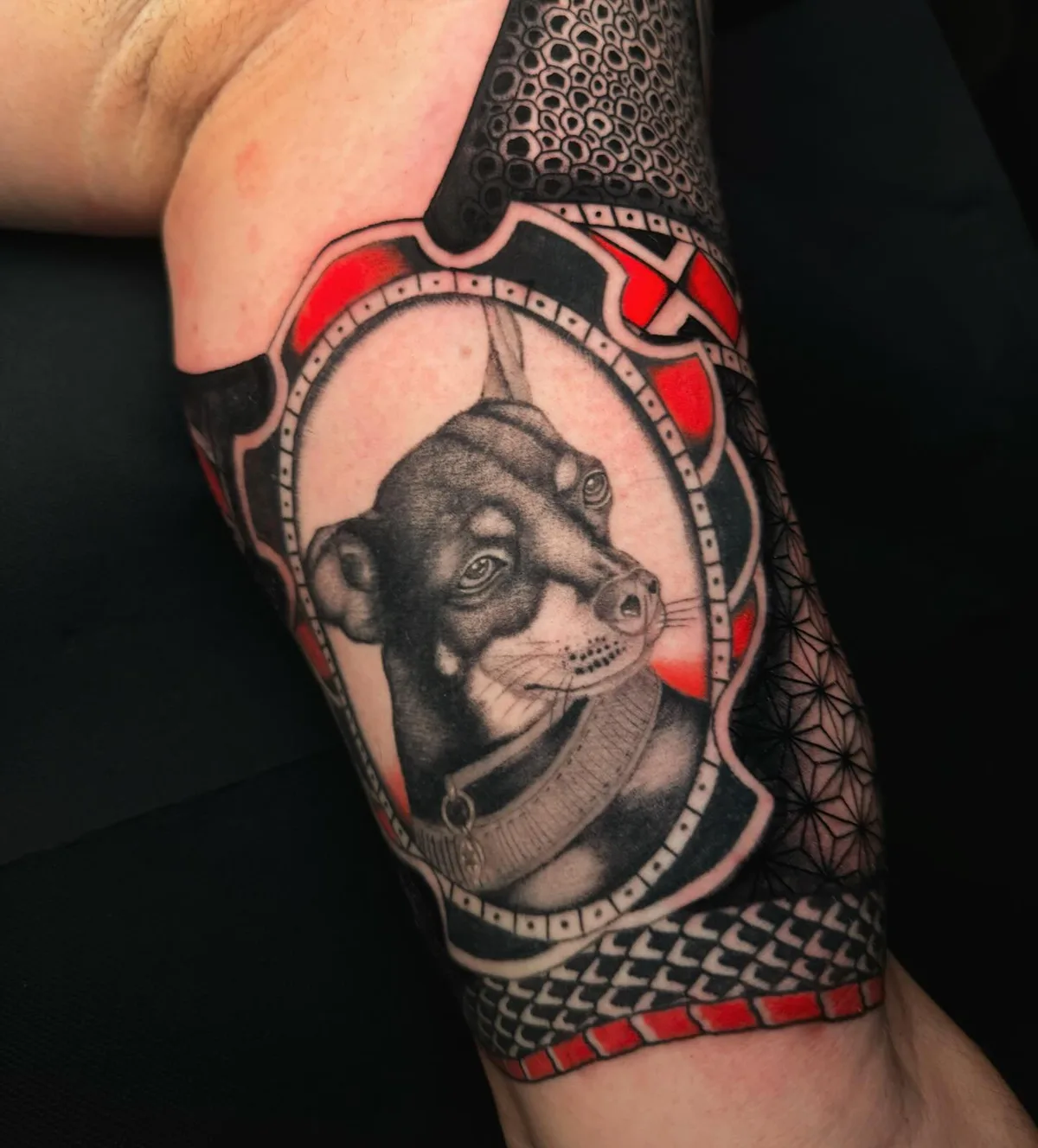 Traditional Tattoo Portrait of a Dog