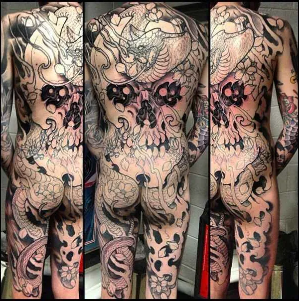 black and grey japanese tatouage sur full body #707 | Artiste tatoueur Matty D Mooney