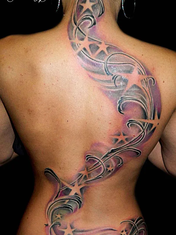 female color ornamental tatuaje en upper back #18466 | Tatuador Владимир Steel X