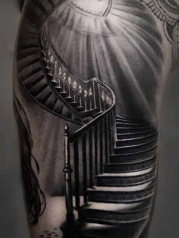 black and grey realism татуировка на upper arm #13853 | Тату мастер Елена Керничанская