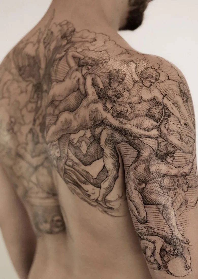 Lesya Crow engraving tattoo